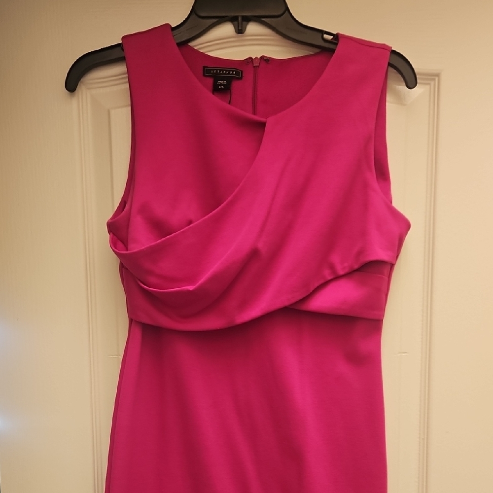 Fuchsia Draped Midi Dress